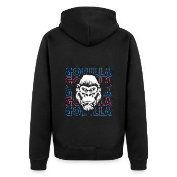Monkey Training Wildnis Affen - Unisex Premium Bio Zip Hoodie - Schwarz - Hinten - Nico (187cm)