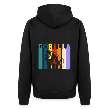 Gorilla Banane Schimpanse - Unisex Premium Bio Zip Hoodie - Schwarz - Hinten - Nico (187cm)