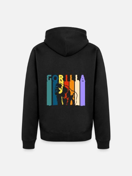 Gorilla Banana Chimpanzee - Unisex Premium Organic Zip Hoodie - black