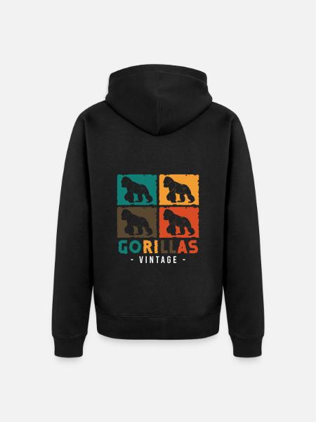 Monkey Training Silverback Zoo - Unisex Premium Organic Zip Hoodie - black