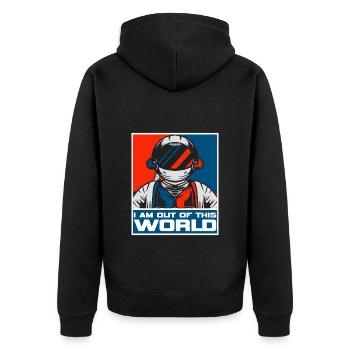 Astronaut universe spaceship galaxy - Unisex Premium Organic Zip Hoodie - black - Back - Nico (187cm)
