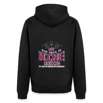 Winzer Wein Weinanbau Wine Reben Geschenk - Unisex Premium Bio Zip Hoodie - Schwarz - Hinten - Nico (187cm)