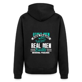 Proper Men Model Trains Model Making Gift - Unisex Premium Organic Zip Hoodie - black - Back - Nico (187cm)