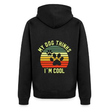 My Dog Things In Cool Dog - Unisex Premium Organic Zip Hoodie - black - Back - Nico (187cm)