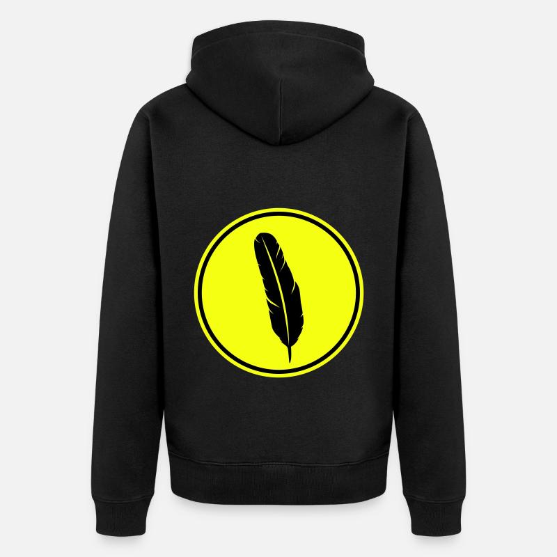 Feder Symbol - Unisex Premium Bio Zip Hoodie - Schwarz