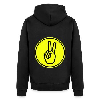 Hand Peace - Unisex Premium Bio Zip Hoodie - Schwarz - Hinten - Nico (187cm)