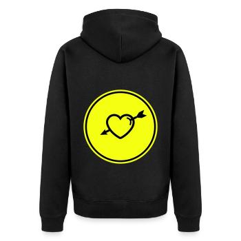 Herz symbol pfeil - Unisex Premium Bio Zip Hoodie - Schwarz - Hinten - Nico (187cm)