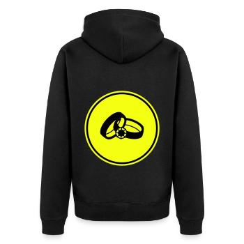 Eheringe Hochzeit - Unisex Premium Bio Zip Hoodie - Schwarz - Hinten - Nico (187cm)