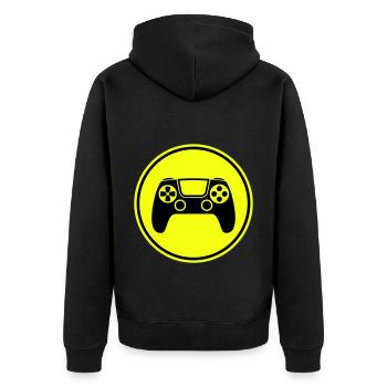 Contrôleur de symbole de manette de jeu - Veste à capuche bio Premium Unisexe - noir - Dos - Nico (187cm)