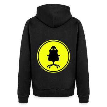 Gamer chair gaming - Unisex Premium Organic Zip Hoodie - black - Back - Nico (187cm)