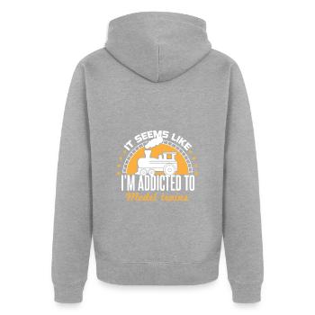 Model Railway Collector Trains Model Building Gift - Unisex Premium Organic Zip Hoodie - heather grey - Back - Nico (187cm)