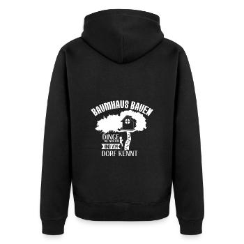 Baumhaus bauen Kinder vom Dorf Jugend Spaß - Unisex Premium Bio Zip Hoodie - Schwarz - Hinten - Nico (187cm)
