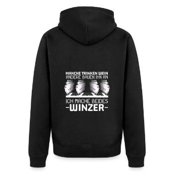 Winzer Wein Weinanbau Wine Reben Geschenk - Unisex Premium Bio Zip Hoodie - Schwarz - Hinten - Nico (187cm)