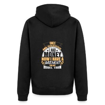 Model Railway Collector Trains Model Making Gift - Unisex Premium Organic Zip Hoodie - black - Back - Nico (187cm)