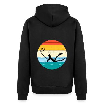 Speerfischen Speerfischen Vintage Retro - Unisex Premium Bio Zip Hoodie - Schwarz - Hinten - Nico (187cm)