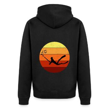 Speerfischen Speerfischen Vintage Retro - Unisex Premium Bio Zip Hoodie - Schwarz - Hinten - Nico (187cm)
