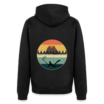 Speerfischen Speerfischen Vintage Retro - Unisex Premium Bio Zip Hoodie - Schwarz - Hinten - Nico (187cm)