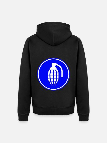 Grenade weapon icon - Unisex Premium Organic Zip Hoodie - black