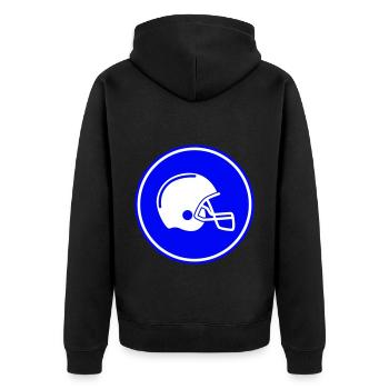 Football Helm icon - Unisex Premium Bio Zip Hoodie - Schwarz - Hinten - Nico (187cm)