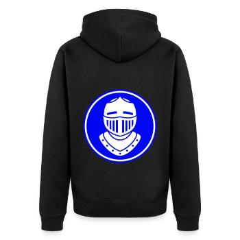 Ritter Helm - Unisex Premium Bio Zip Hoodie - Schwarz - Hinten - Nico (187cm)