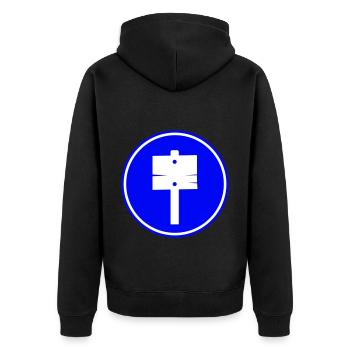 Wegweiser icon - Unisex Premium Bio Zip Hoodie - Schwarz - Hinten - Nico (187cm)