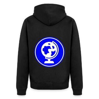 Globus symbol icon - Unisex Premium Bio Zip Hoodie - Schwarz - Hinten - Nico (187cm)