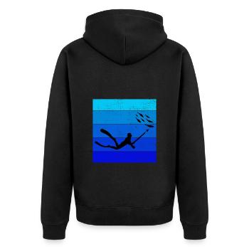 Speerfischen Speerfischen Speerfischer Fischen - Unisex Premium Bio Zip Hoodie - Schwarz - Hinten - Nico (187cm)
