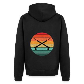 Speerfischen Speerfischen Vintage Retro - Unisex Premium Bio Zip Hoodie - Schwarz - Hinten - Nico (187cm)