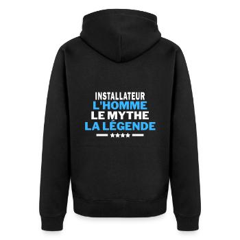 INSTALLATEUR l'homme le mythe la légende - humour - Veste à capuche bio Premium Unisexe - noir - Dos - Nico (187cm)