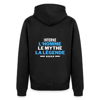 INTERNE l'homme le mythe la légende - humour - Veste à capuche bio Premium Unisexe - noir - Dos - Nico (187cm)