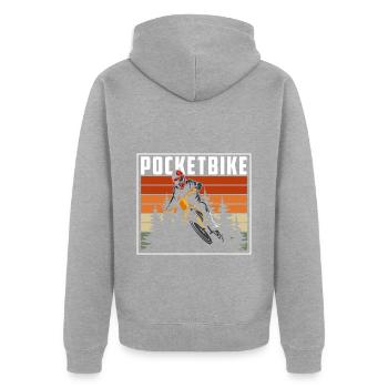 Pocketbike Biker Deux-roues Boue - Veste à capuche bio Premium Unisexe - gris chiné - Dos - Nico (187cm)