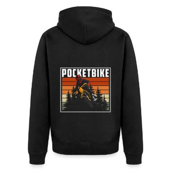 Pocketbike Biker Two-wheeler Mud - Unisex Premium Organic Zip Hoodie - black - Back - Nico (187cm)