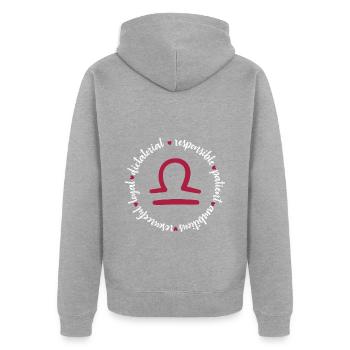 Libra Star - Unisex Premium Organic Zip Hoodie - heather grey - Back - Nico (187cm)