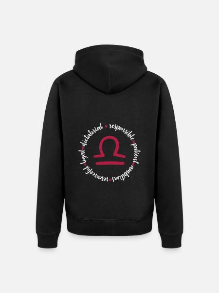 Libra Star - Unisex Premium Organic Zip Hoodie - black