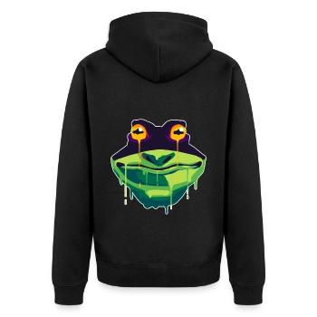 A Beautiful and Funny Frog Design - Unisex Premium Organic Zip Hoodie - black - Back - Nico (187cm)