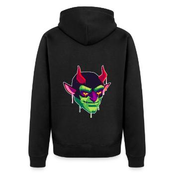 A Beautiful and Creepy Devil and Satan Design - Unisex Premium Organic Zip Hoodie - black - Back - Nico (187cm)
