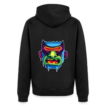 Ein Schönes und Lustiges Cyclops Monster Design - Unisex Premium Bio Zip Hoodie - Schwarz - Hinten - Nico (187cm)