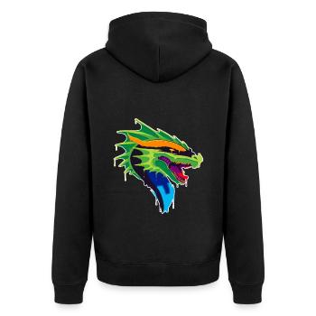 A Beautiful and Funny Dragon Design - Unisex Premium Organic Zip Hoodie - black - Back - Nico (187cm)