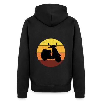 Roller Fahrer Roller Motorrad Vintage Retro - Unisex Premium Bio Zip Hoodie - Schwarz - Hinten - Nico (187cm)