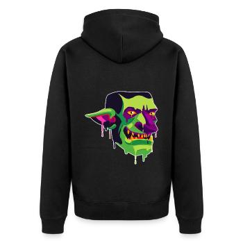 Gruseliges und schönes Goblin Monster Design - Unisex Premium Bio Zip Hoodie - Schwarz - Hinten - Nico (187cm)