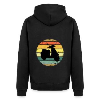 Roller Fahrer Roller Motorrad Vintage Retro - Unisex Premium Bio Zip Hoodie - Schwarz - Hinten - Nico (187cm)
