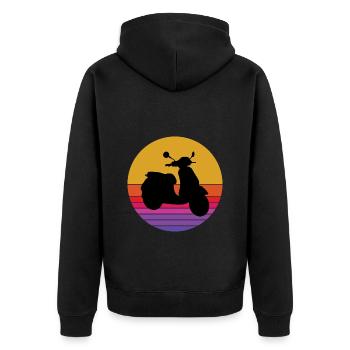 Roller Fahrer Roller Motorrad Vintage Retro - Unisex Premium Bio Zip Hoodie - Schwarz - Hinten - Nico (187cm)