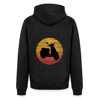 Roller Fahrer Roller Motorrad Vintage Retro - Unisex Premium Bio Zip Hoodie - Schwarz - Hinten - Nico (187cm)