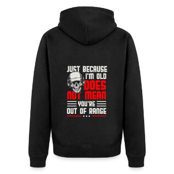 Waffe Gewehr Sportschießen - Unisex Premium Bio Zip Hoodie - Schwarz - Hinten - Nico (187cm)