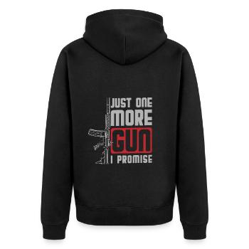 Waffen Freiheit - Unisex Premium Bio Zip Hoodie - Schwarz - Hinten - Nico (187cm)