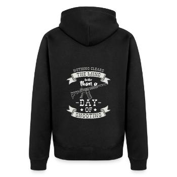 Waffe Schuss Waffenbesitzer Schießen - Unisex Premium Bio Zip Hoodie - Schwarz - Hinten - Nico (187cm)