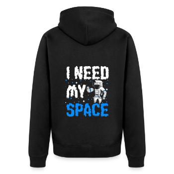 Weltall Logo Stern Rakete - Unisex Premium Bio Zip Hoodie - Schwarz - Hinten - Nico (187cm)