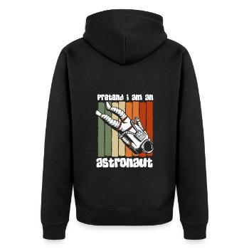 Weltall Logo Raumfahrtschiff Spaceman - Unisex Premium Bio Zip Hoodie - Schwarz - Hinten - Nico (187cm)