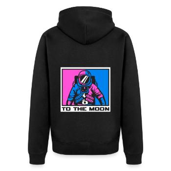 Weltall Logo Voyager - Unisex Premium Bio Zip Hoodie - Schwarz - Hinten - Nico (187cm)