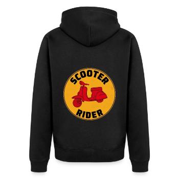 Roller Fahrer Scootering Motorrad Moped Bike - Unisex Premium Bio Zip Hoodie - Schwarz - Hinten - Nico (187cm)